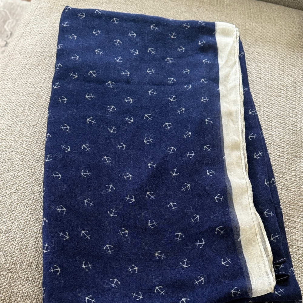 Navy Blue Anchor Print Scarf